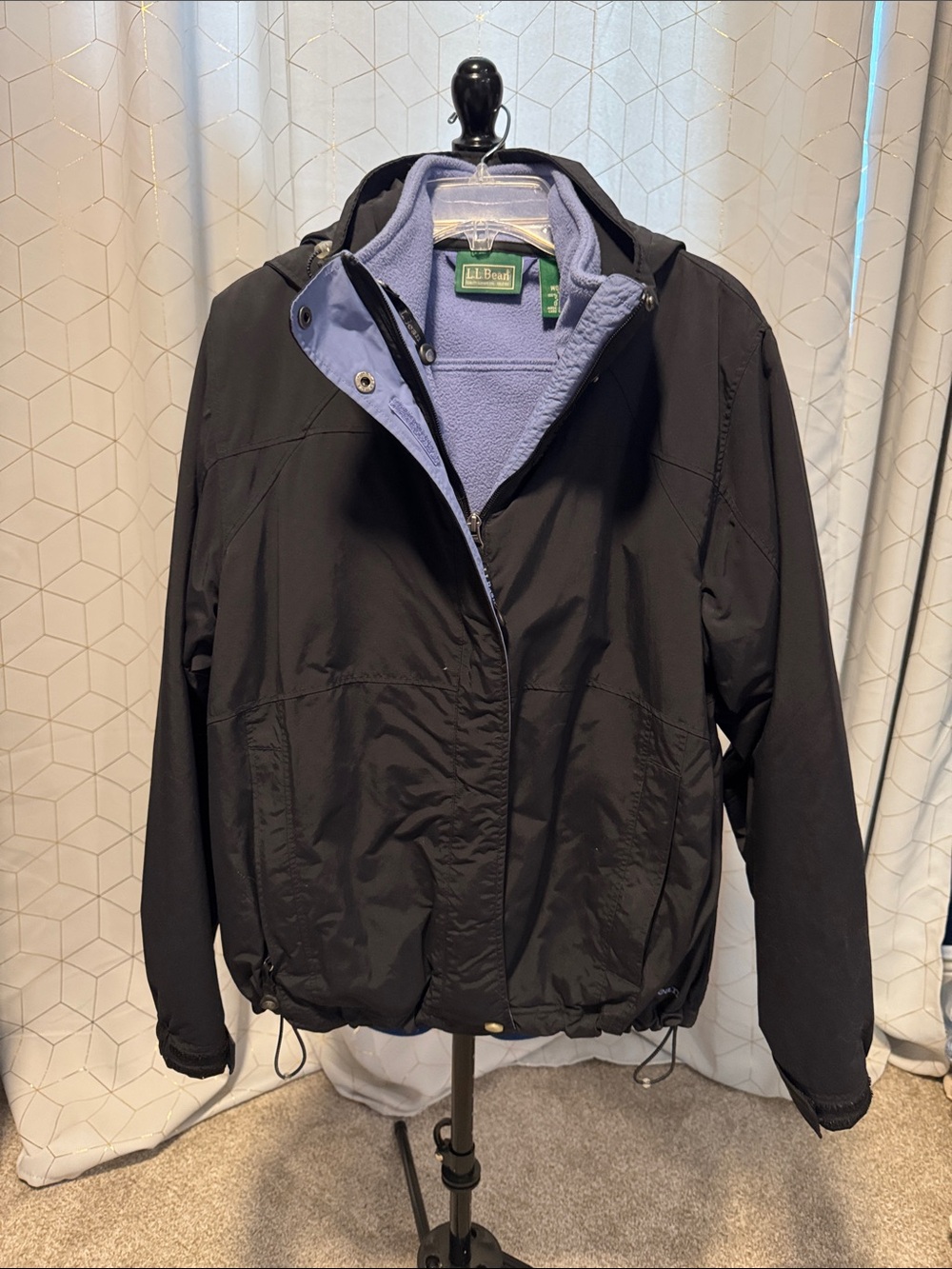 L.L. Bean Black Shell Jacket with Removable Fleece Liner